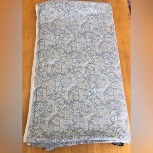 Ralph Lauren Vintage INDOCHINE PAGODA Queen Flat Sheet Ice Blue White Trim